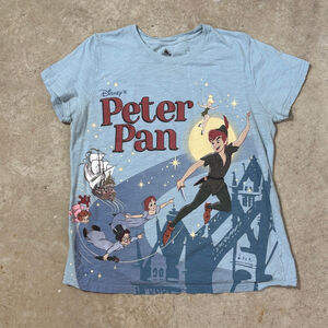 Disney Peter Pan Short Sleeve Tee Shirt Women’s Large Blue Tinkerbell Wendy